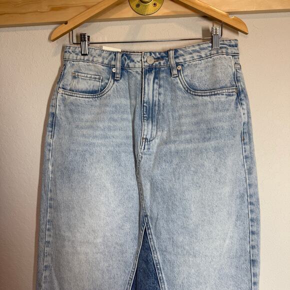 Women's Blank NYC Denim Blue Jean Patchwork Midi Skirt Size 27 NEW - Picture 3 of 10